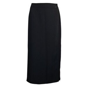 Vintage Anny Lour Women's Wrap Maxi Pencil‎ Skirt Black Size 5 100% Polyester